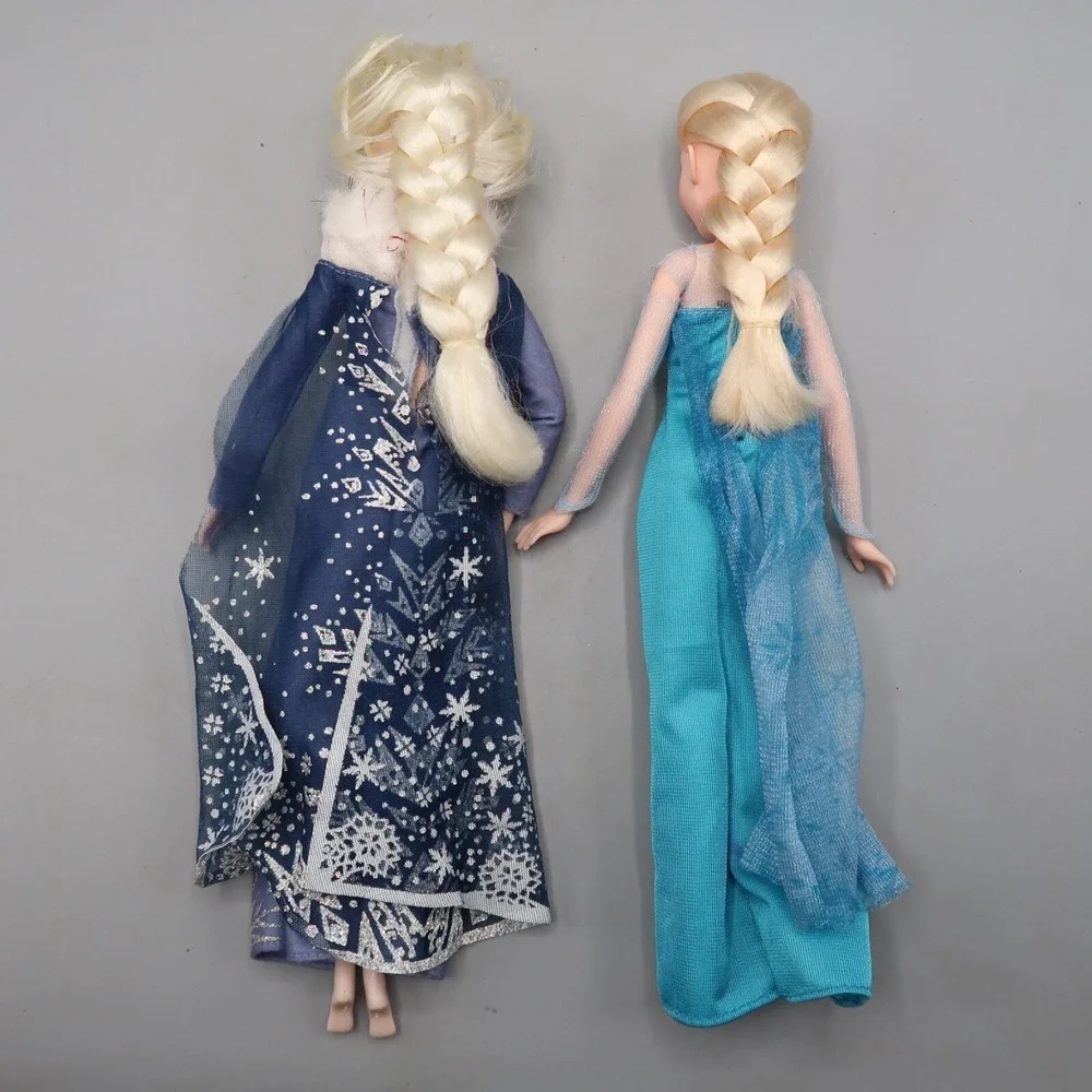 Disney Princess Fashion Doll Frozen Elsa Sparkly Blue‎ Dress Lot of 2 Toy